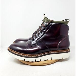 OAMC Compression Boots Mens 11 Burgundy‎ Bull Leather Lace Up Ankle Shoes Vibram
